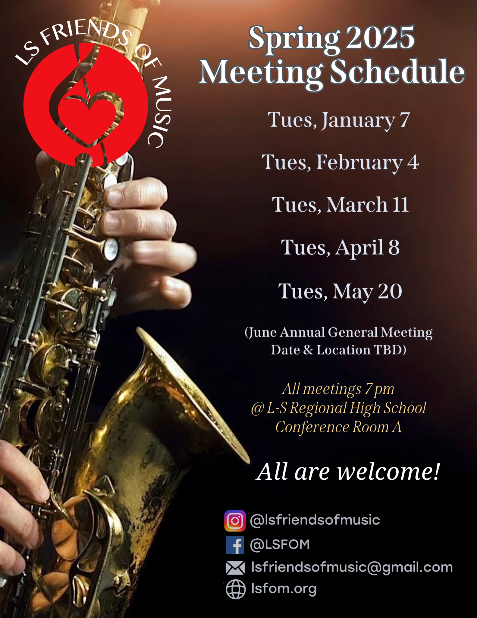 LSFOM Spring 2025 Meeting Schedule LS Friends of Music